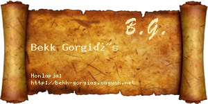 Bekk Gorgiás névjegykártya